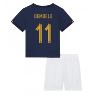 Frankrig Ousmane Dembele #11 Hjemme Trøje Børn VM 2022 Kortærmet (+ Korte bukser)
